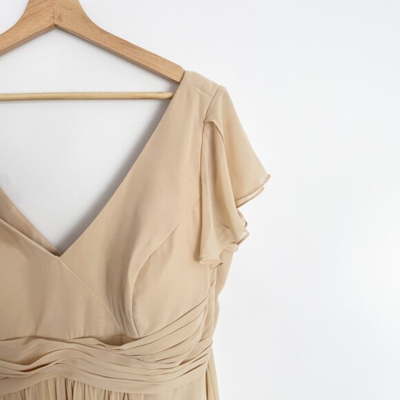 Azazie Omari Champagne A-Line Bridesmaid Dress - Size 24 - Picture 5 of 13